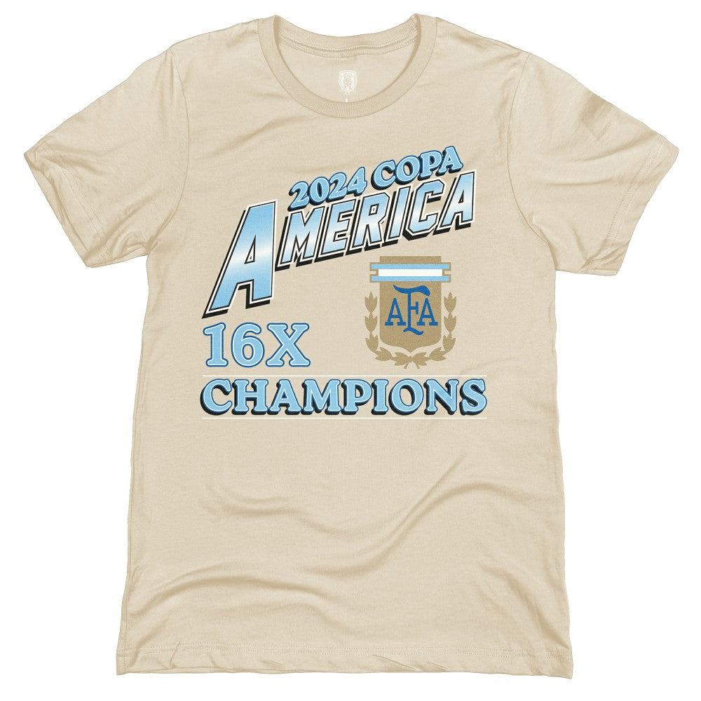 Argentina National Team 1863FC 16-Time Copa America Champions T-Shirt - Cream on sale