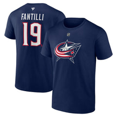 Adam Fantilli Columbus Blue Jackets Fanatics Authentic Stack Name & Number T-Shirt - Navy T-shirts