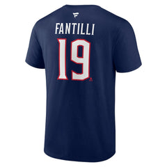 Adam Fantilli Columbus Blue Jackets Fanatics Authentic Stack Name & Number T-Shirt - Navy T-shirts