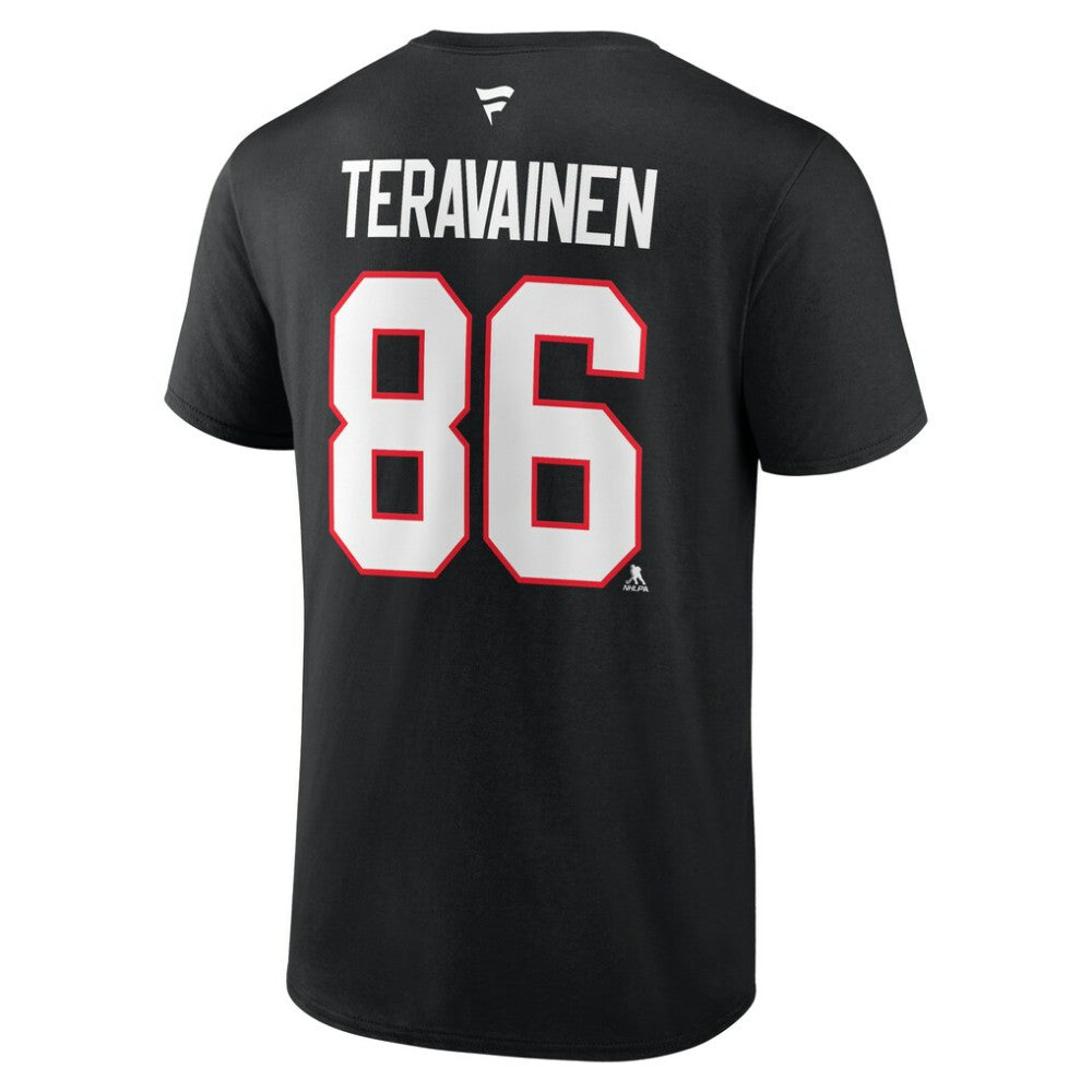 Teuvo Teravainen Chicago Blackhawks Fanatics Authentic Stack Name & Number T-Shirt - Black T-shirts