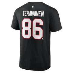 Teuvo Teravainen Chicago Blackhawks Fanatics Authentic Stack Name & Number T-Shirt - Black T-shirts