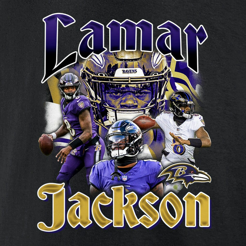 Lamar Jackson Baltimore Ravens Notorious Player Graphic T-Shirt - Black discount