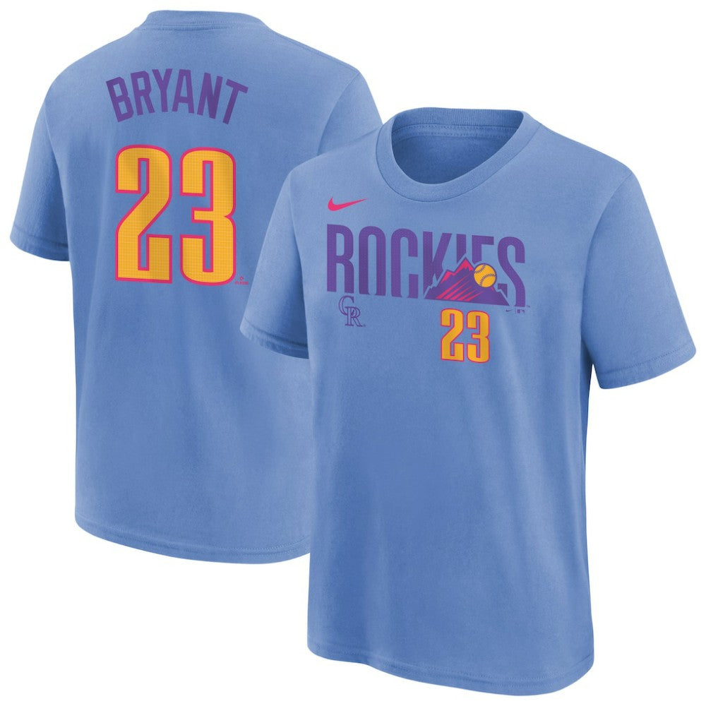 Kris Bryant Colorado Rockies Youth Fuse City Connect Name & Number T-Shirt Light Blue