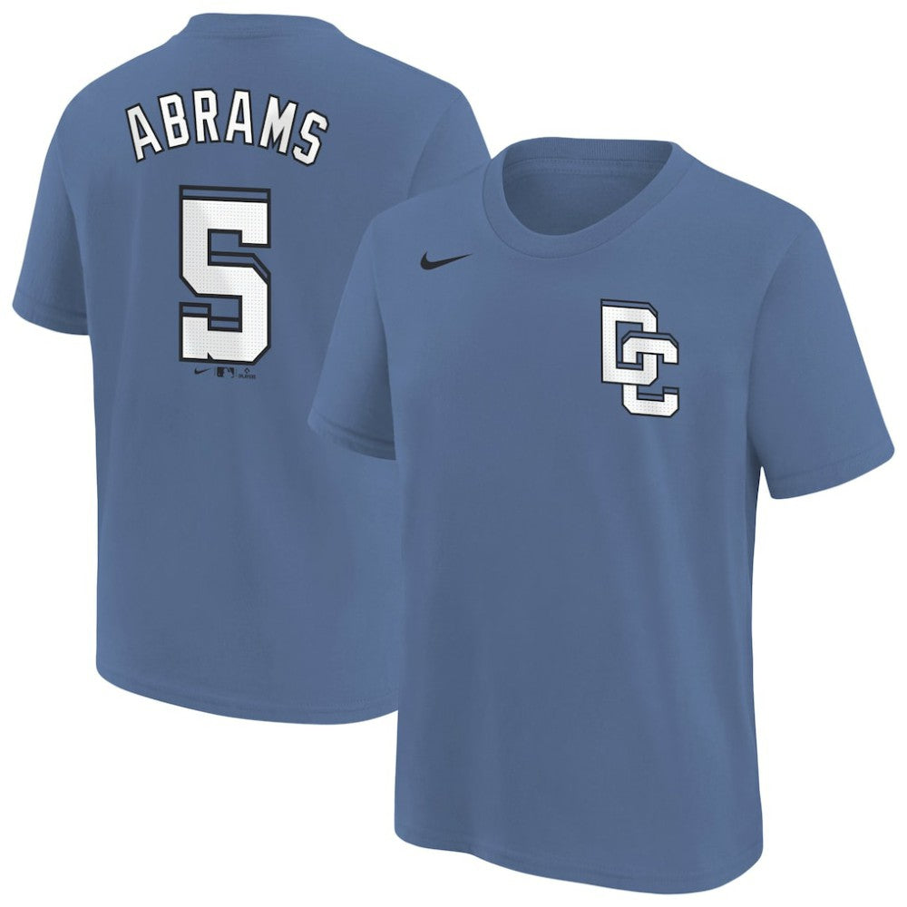 CJ Abrams Washington Nationals Youth Fuse City Connect Name & Number T-Shirt Blue