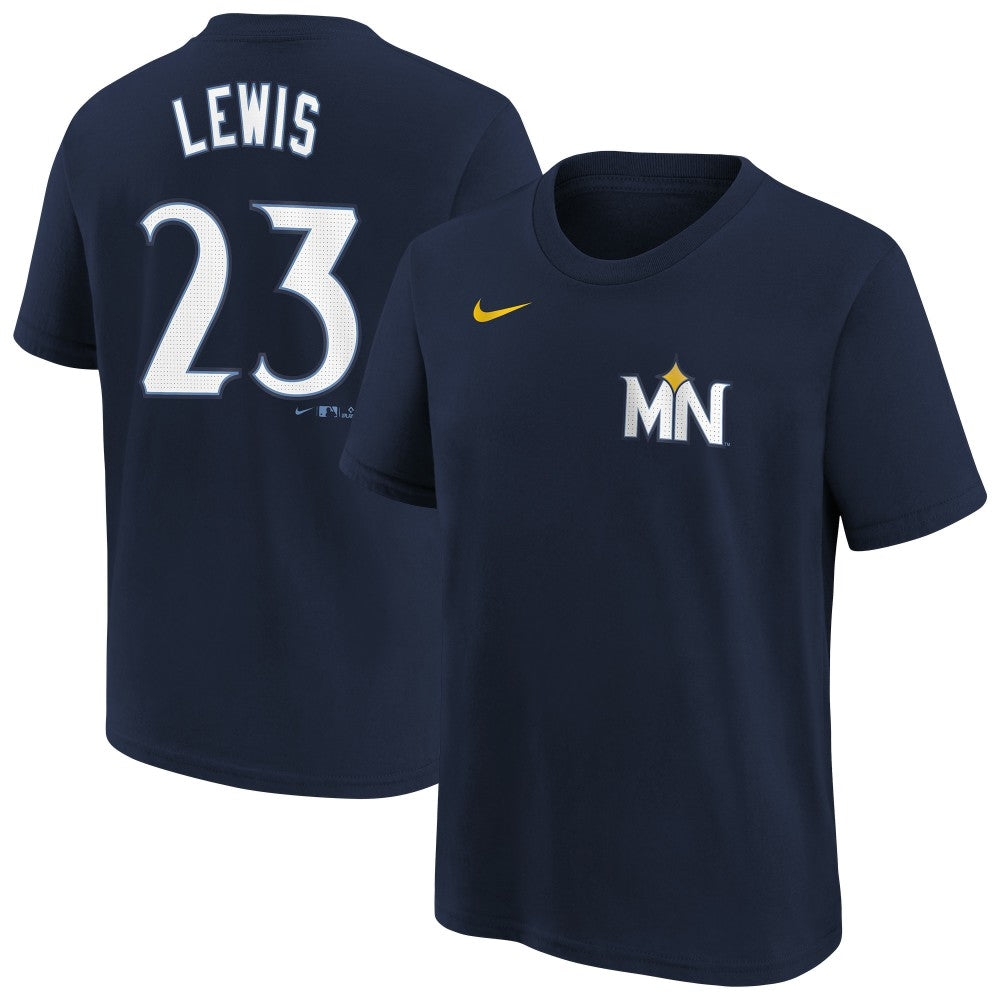 Royce Lewis Minnesota Twins Youth Fuse City Connect Name & Number T-Shirt Navy