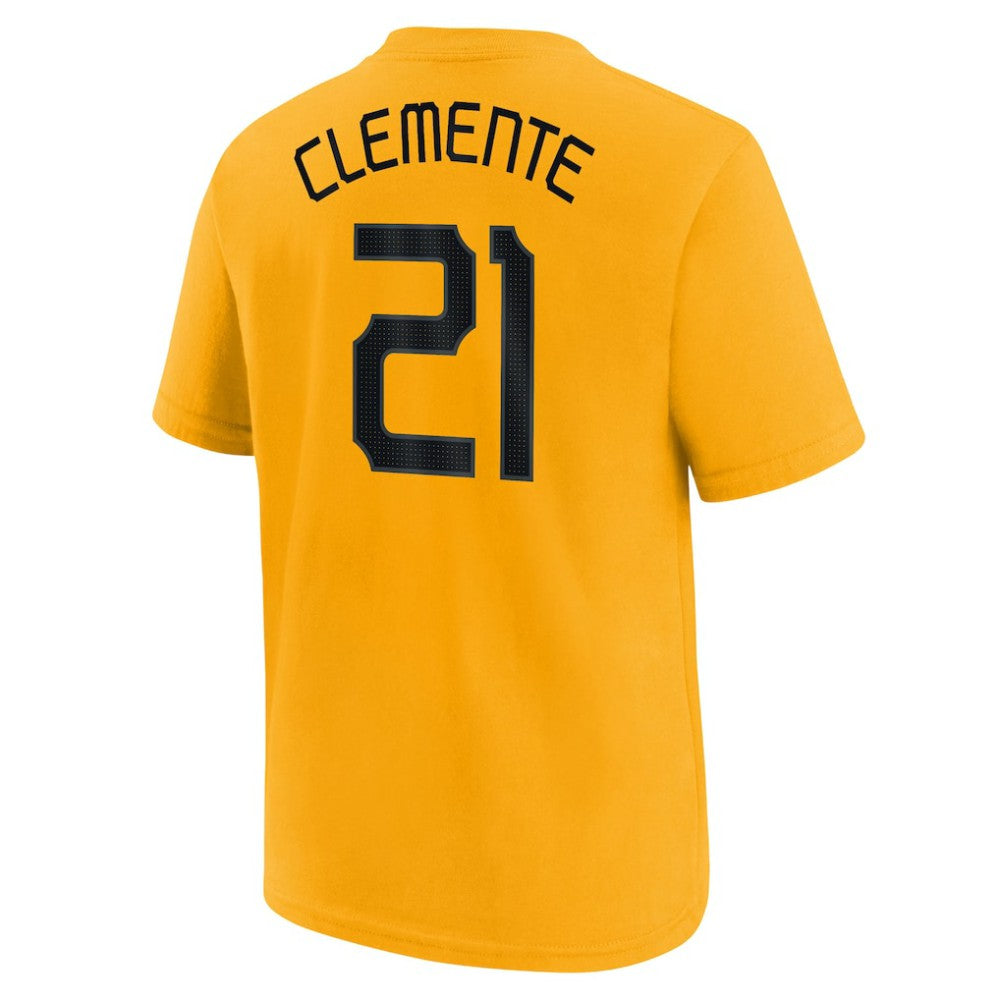 Roberto Clemente Pittsburgh Pirates Youth Fuse City Connect Name & Number T-Shirt Gold
