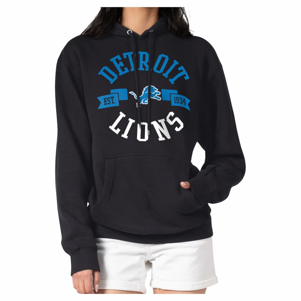 Detroit Lions G-III 4Her by Carl Banks Women's Round Team Logo Fleece Tri-Blend Pullover Hoodie - Black on sale