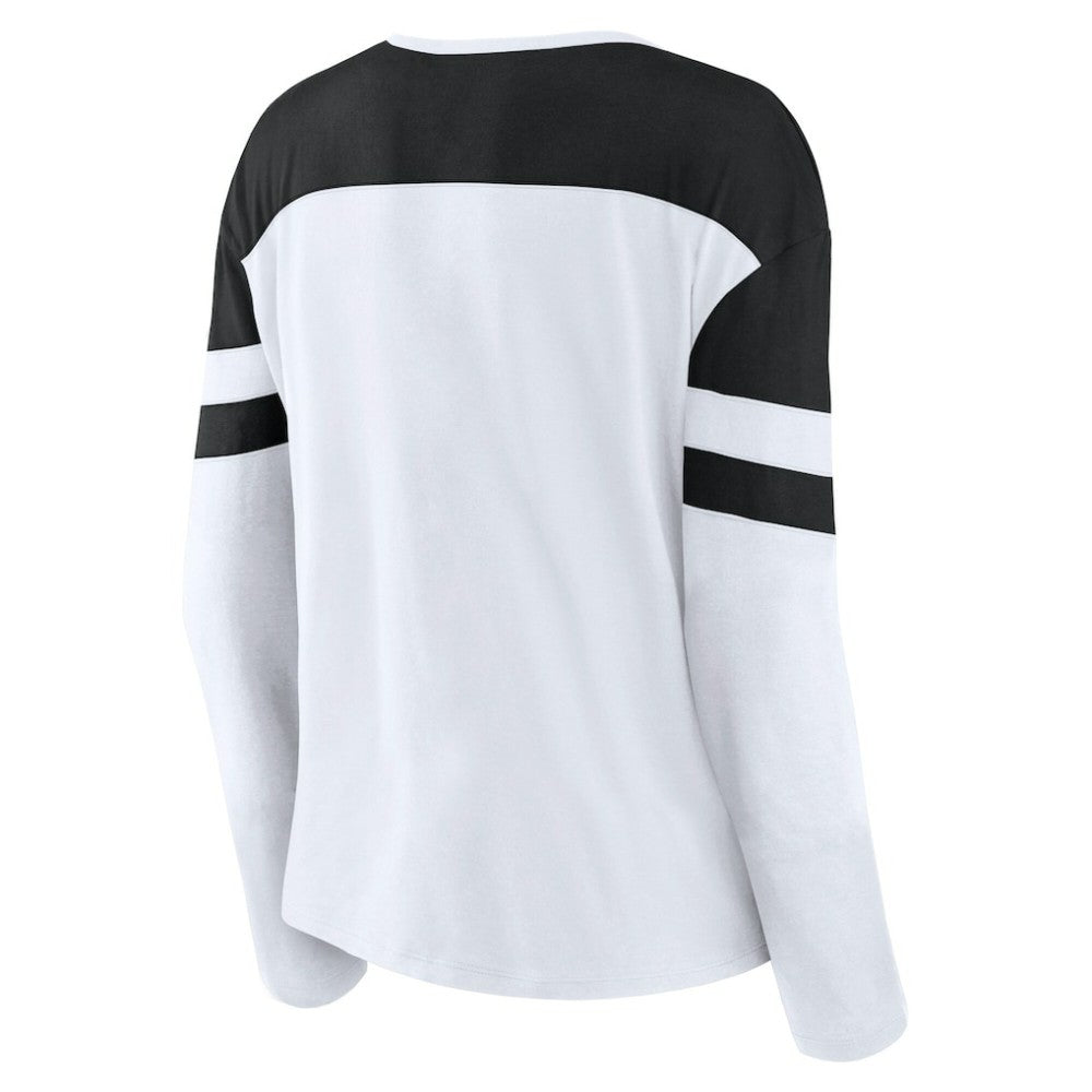 Utah Mammoth Fanatics Women's Frozen Notch Neck Bi-Blend Long Sleeve T-Shirt - White T-shirts
