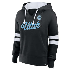 Utah Mammoth Fanatics Women's Oversized Seize V-Neck Pullover Hoodie - Black Hoodies