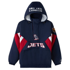 Winnipeg Jets OVO x Starter Half-Zip Hooded Jacket - Navy Jackets