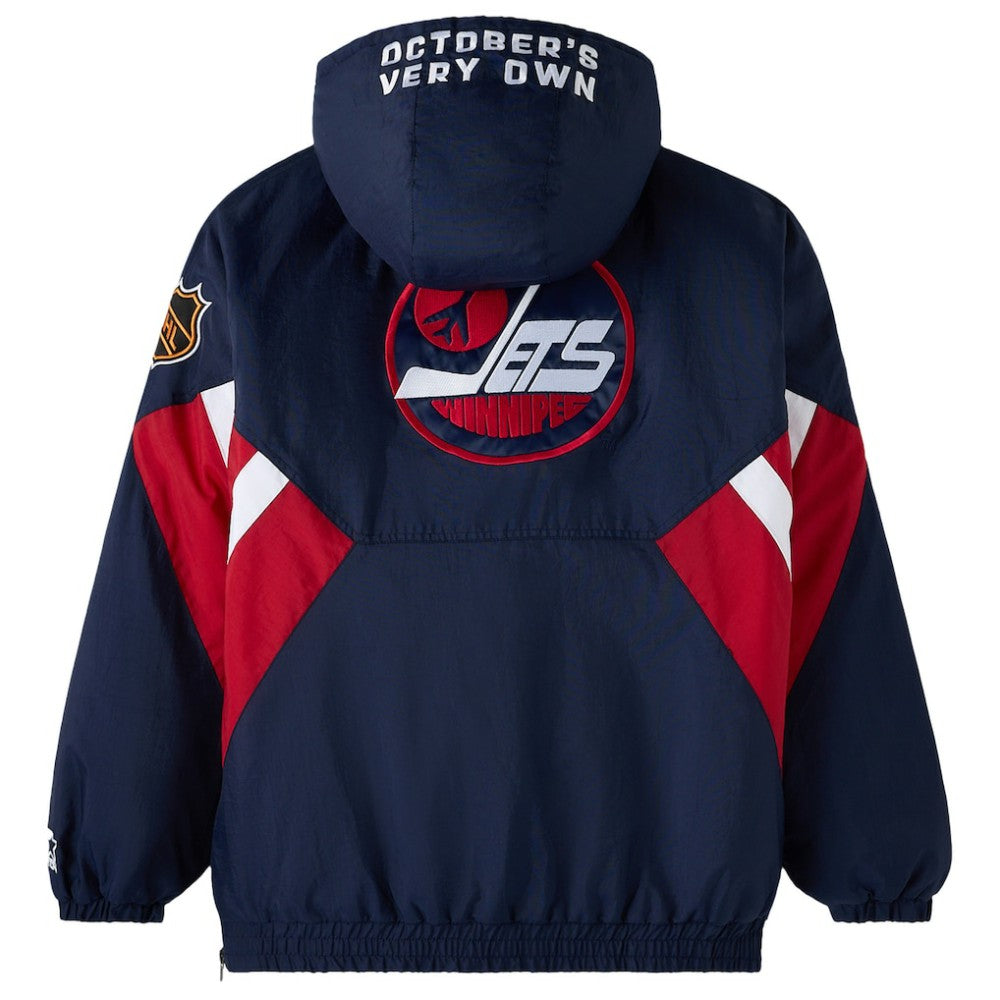 Winnipeg Jets OVO x Starter Half-Zip Hooded Jacket - Navy Jackets