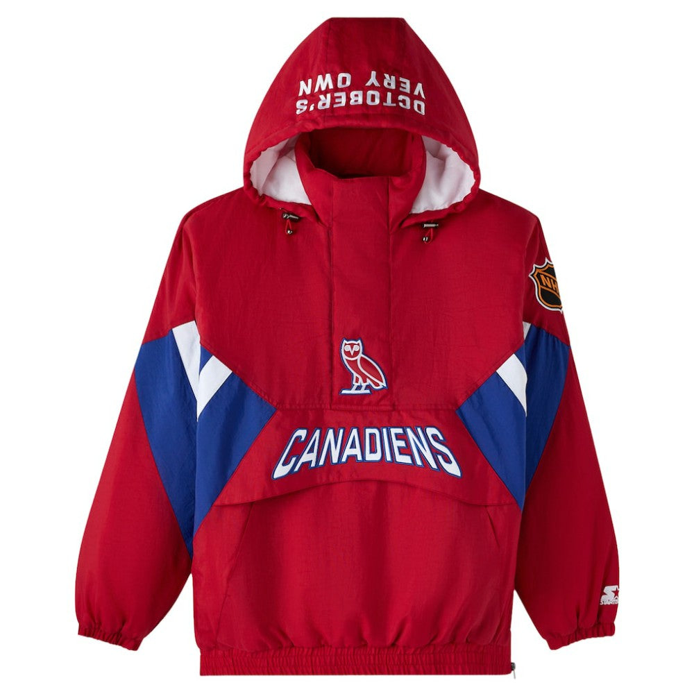 Montreal Canadiens OVO x Starter Half-Zip Hooded Jacket - Red Jackets