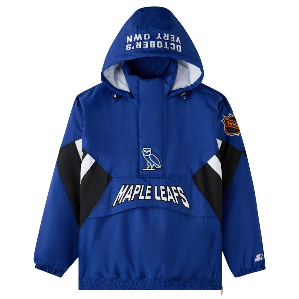 Toronto Maple Leafs OVO x Starter Half-Zip Hooded Jacket - Blue Jackets
