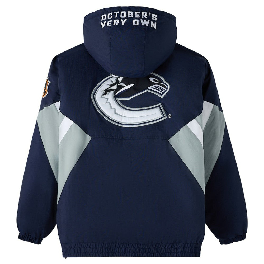 Vancouver Canucks OVO x Starter Half-Zip Hooded Jacket - Blue Jackets