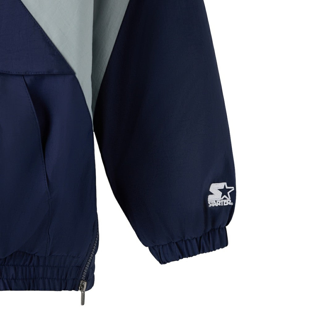 Vancouver Canucks OVO x Starter Half-Zip Hooded Jacket - Blue Jackets