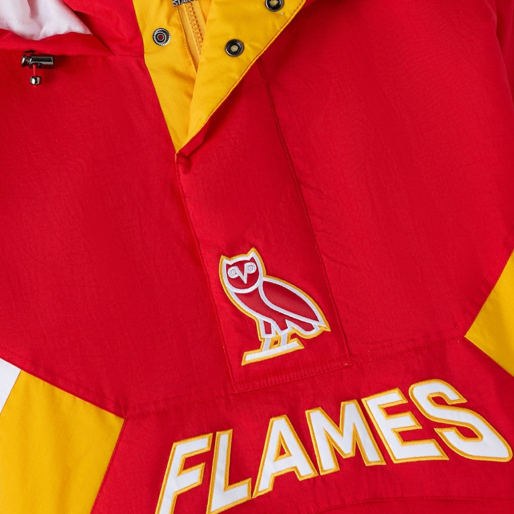 Calgary Flames OVO x Starter Half-Zip Hooded Jacket - Red Jackets