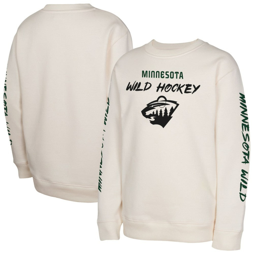 Minnesota Wild Youth Star Power Pullover Sweatshirt - Cream Sweatshirts