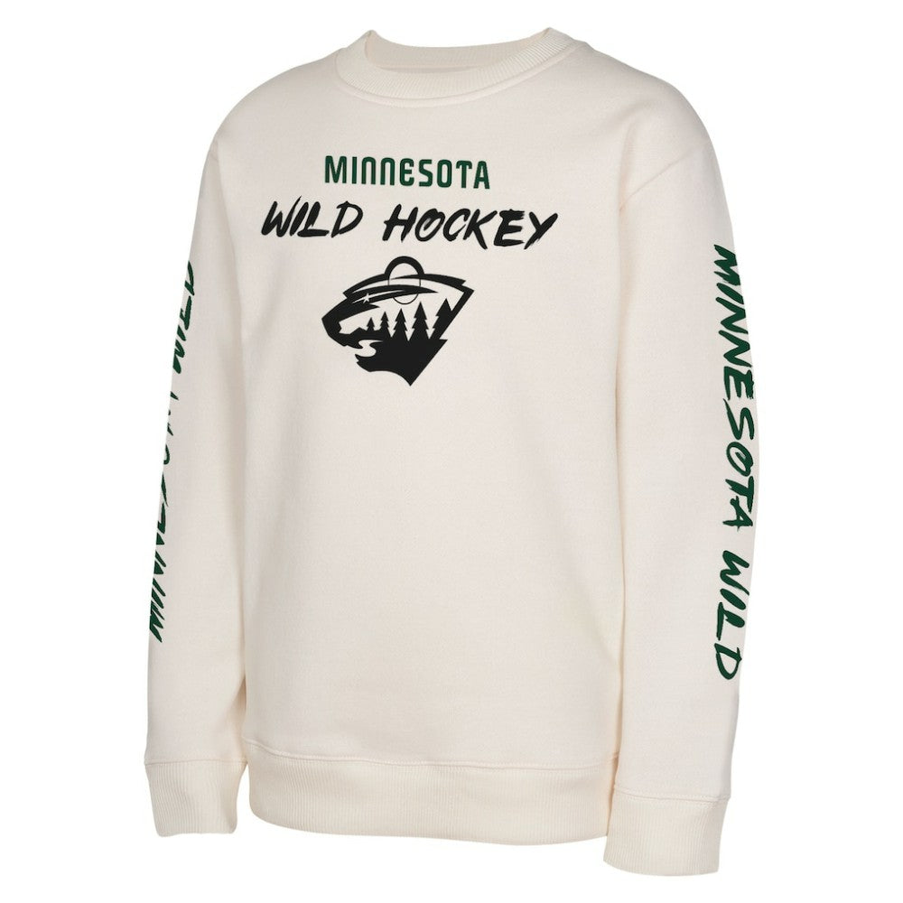Minnesota Wild Youth Star Power Pullover Sweatshirt - Cream Sweatshirts