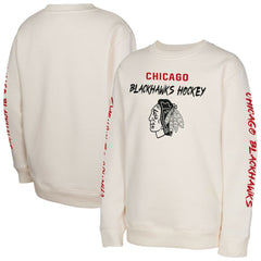 Chicago Blackhawks Youth Star Power Pullover Sweatshirt - Cream Sweatshirts