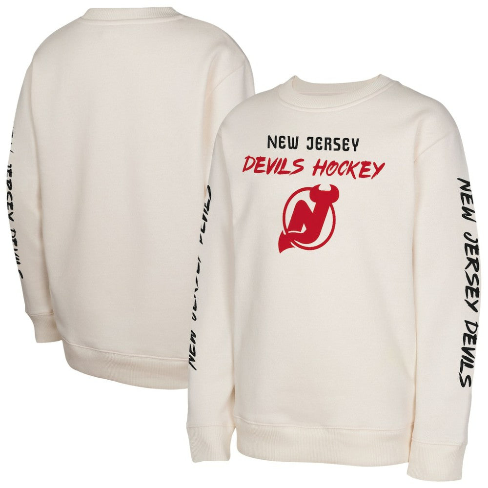 New Jersey Devils Youth Star Power Pullover Sweatshirt - Cream Sweatshirts