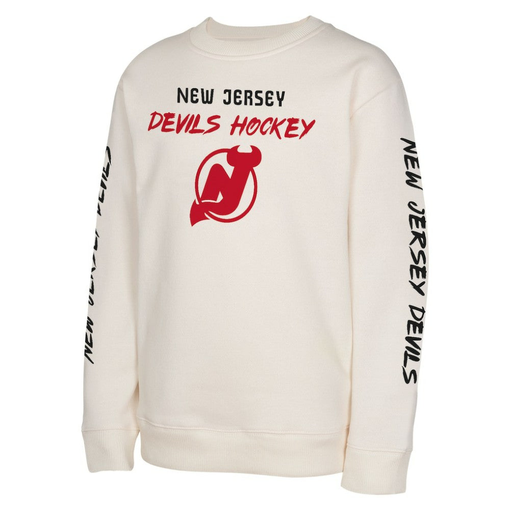 New Jersey Devils Youth Star Power Pullover Sweatshirt - Cream Sweatshirts