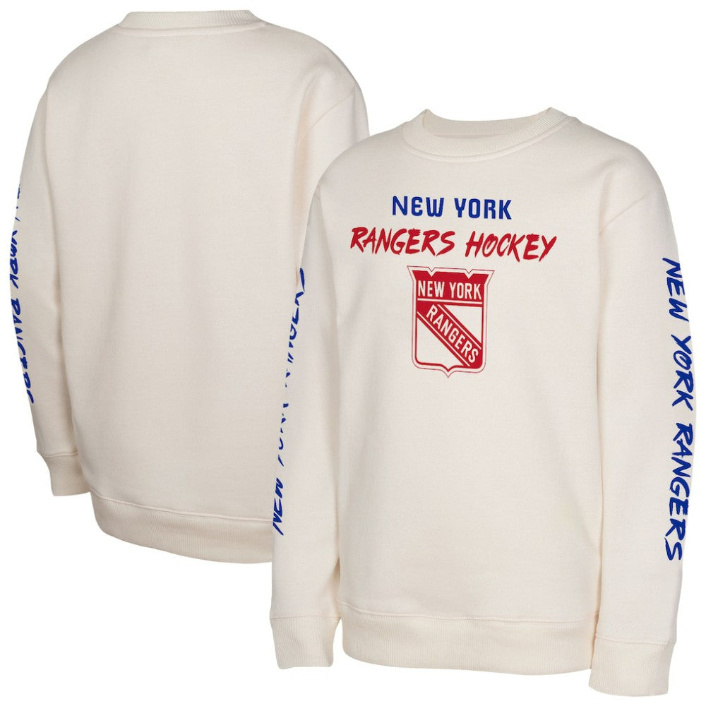 New York Rangers Youth Star Power Pullover Sweatshirt - Cream Sweatshirts