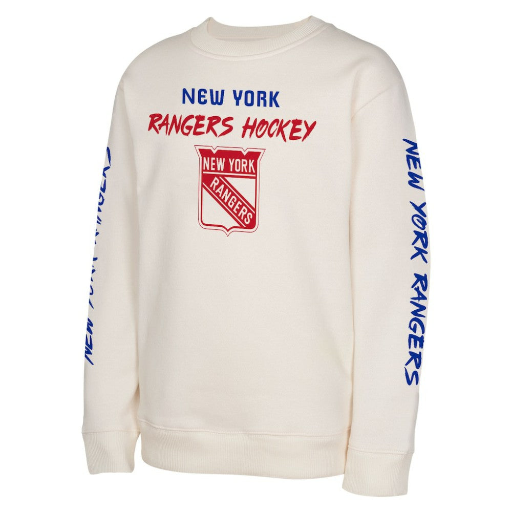 New York Rangers Youth Star Power Pullover Sweatshirt - Cream Sweatshirts
