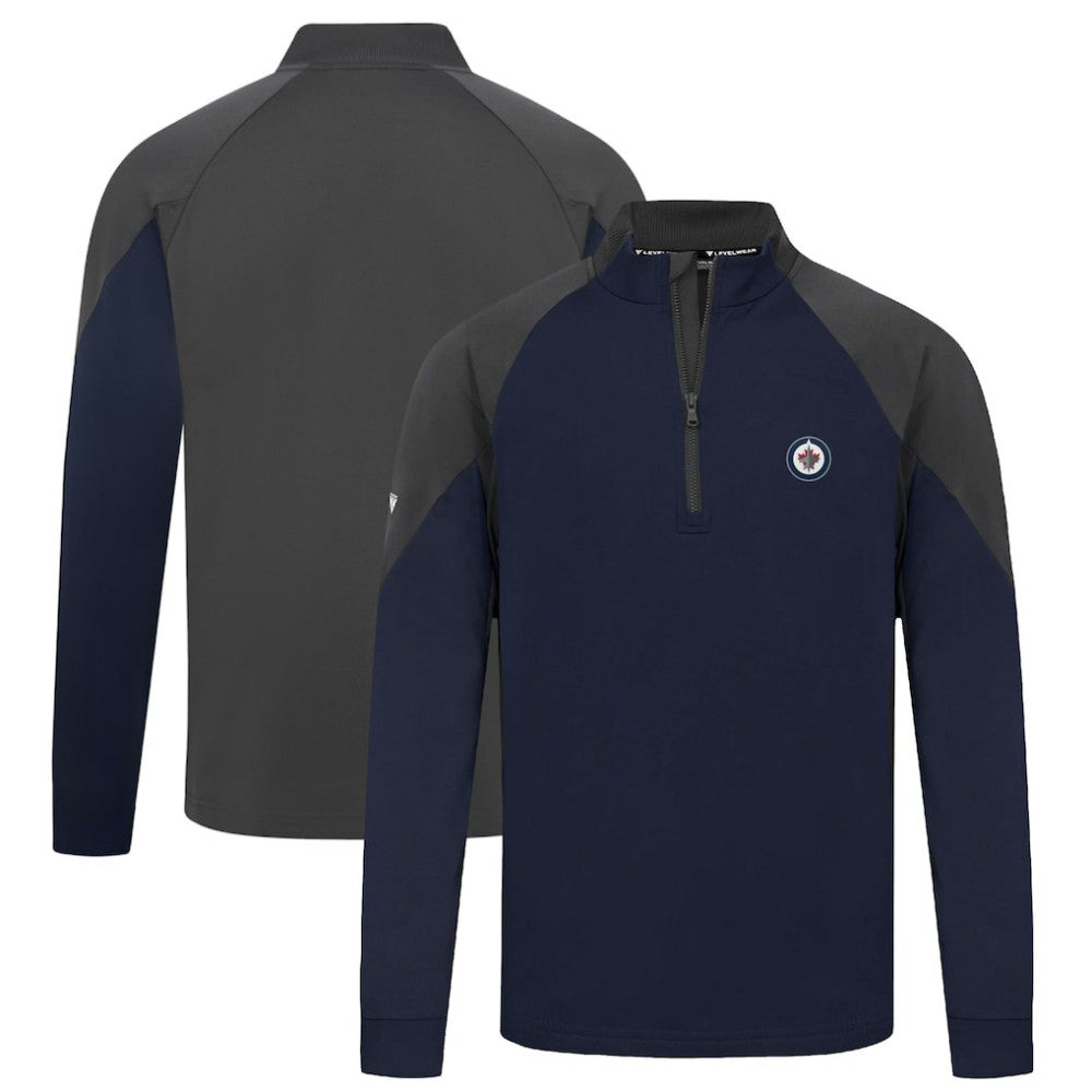 Winnipeg Jets Levelwear Cadet Insignia Core Quarter-Zip Pullover Top - Navy Pullover