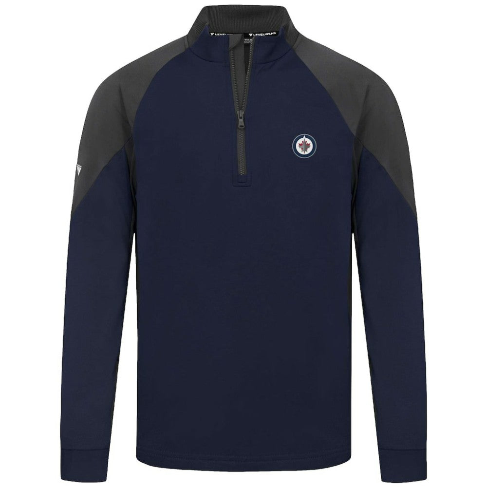 Winnipeg Jets Levelwear Cadet Insignia Core Quarter-Zip Pullover Top - Navy Pullover