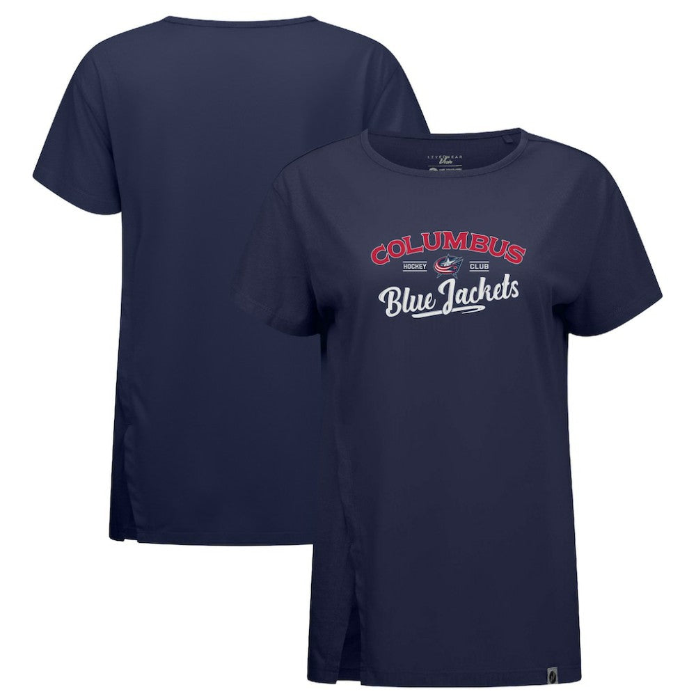 Columbus Blue Jackets Levelwear Women's Influx Ice Wall T-Shirt - Navy T-shirts