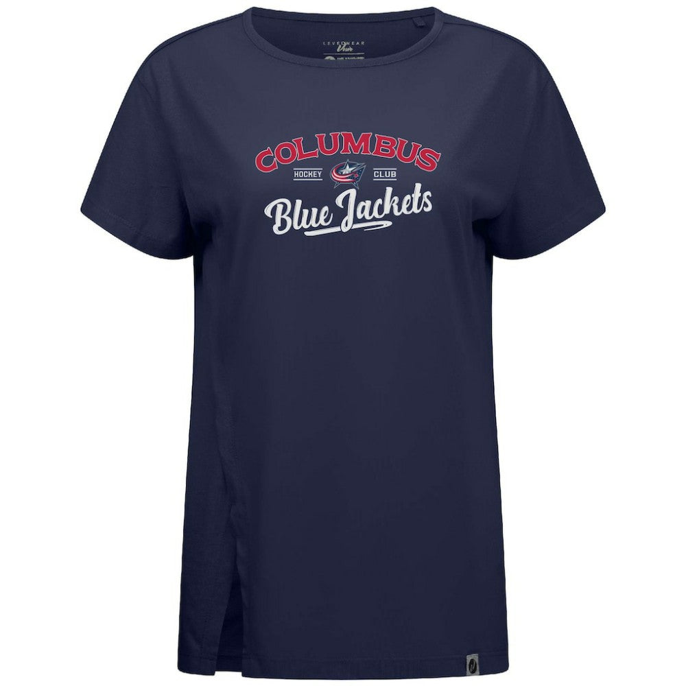 Columbus Blue Jackets Levelwear Women's Influx Ice Wall T-Shirt - Navy T-shirts