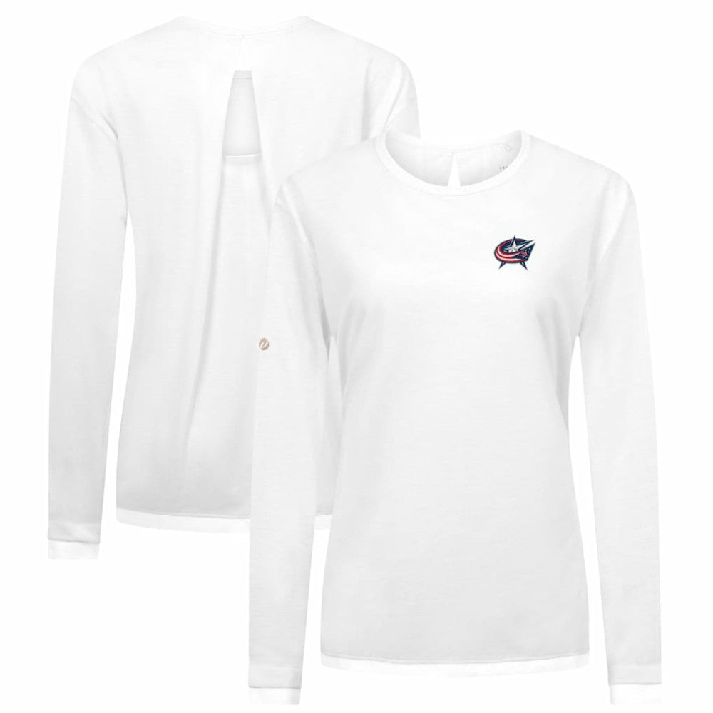 Columbus Blue Jackets Levelwear Women's Sequoia Primary Logo Long Sleeve T-Shirt - White T-shirts