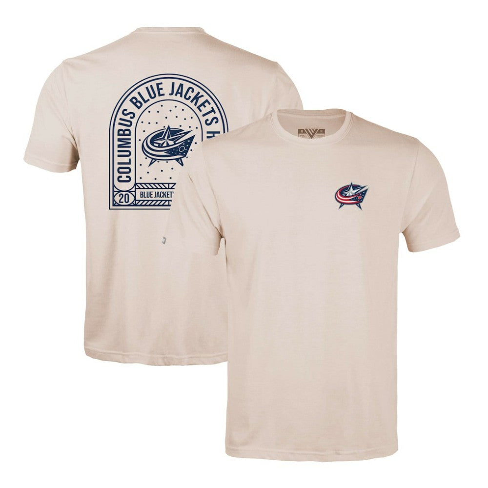 Columbus Blue Jackets Levelwear Richmond Stained Glass T-Shirt - Khaki T-shirts