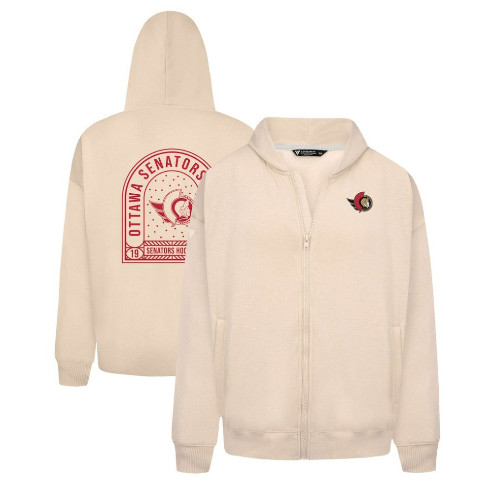 Ottawa Senators Levelwear Uphill Stained Glass Full-Zip Hoodie Jacket - Khaki Hoodies