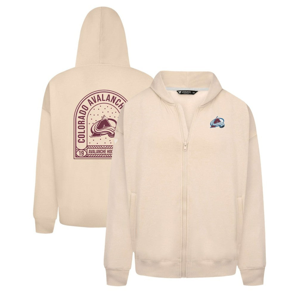 Colorado Avalanche Levelwear Uphill Stained Glass Full-Zip Hoodie Jacket - Khaki Hoodies