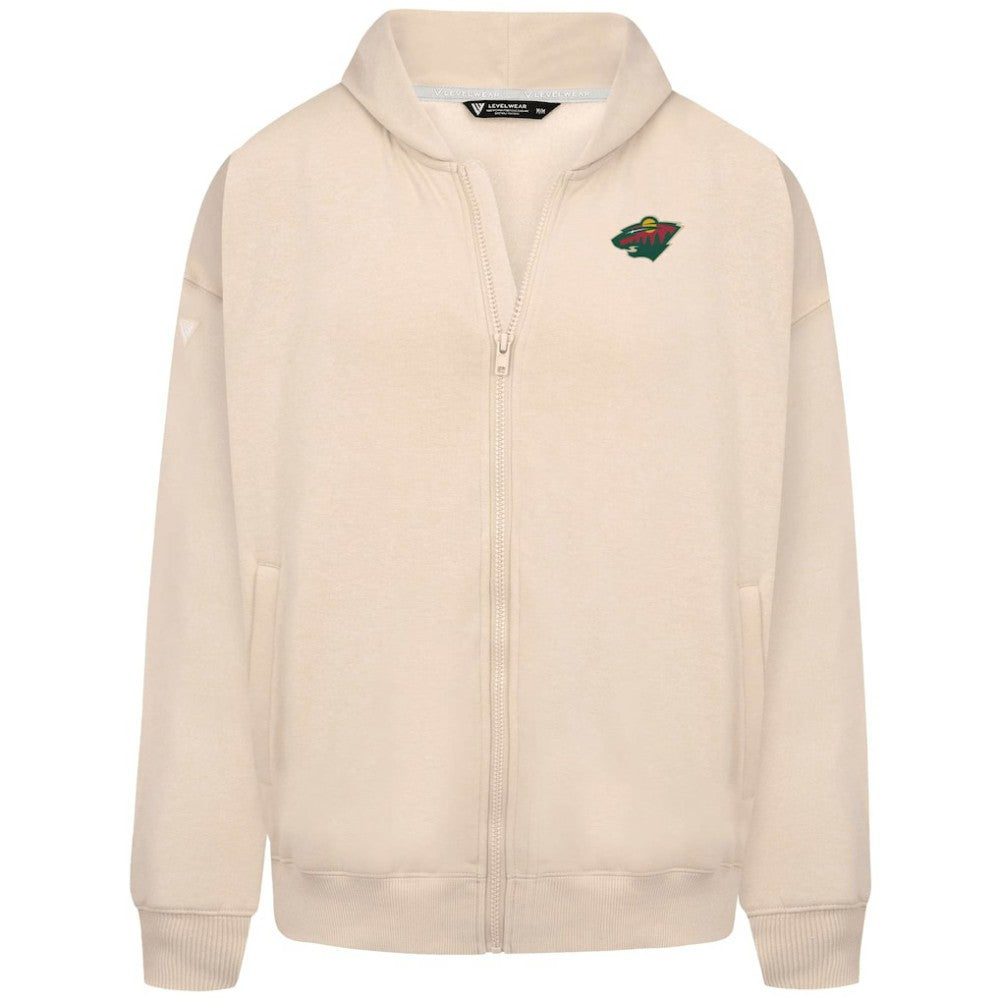Minnesota Wild Levelwear Uphill Stained Glass Full-Zip Hoodie Jacket - Khaki Hoodies