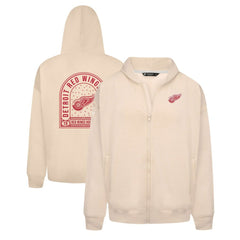 Detroit Red Wings Levelwear Uphill Stained Glass Full-Zip Hoodie Jacket - Khaki Hoodies