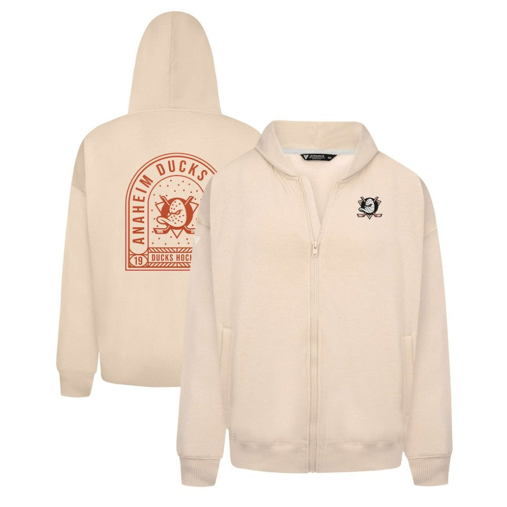 Anaheim Ducks Levelwear Uphill Stained Glass Full-Zip Hoodie Jacket - Khaki Hoodies