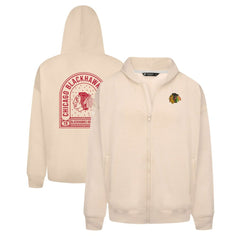 Chicago Blackhawks Levelwear Uphill Stained Glass Full-Zip Hoodie Jacket - Khaki Hoodies
