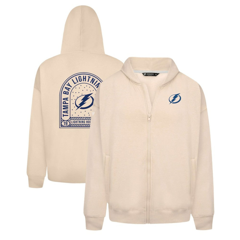 Tampa Bay Lightning Levelwear Uphill Stained Glass Full-Zip Hoodie Jacket - Khaki Hoodies