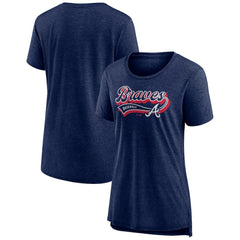 Atlanta Braves Women's League Leader Tri-Blend T-Shirt Navy