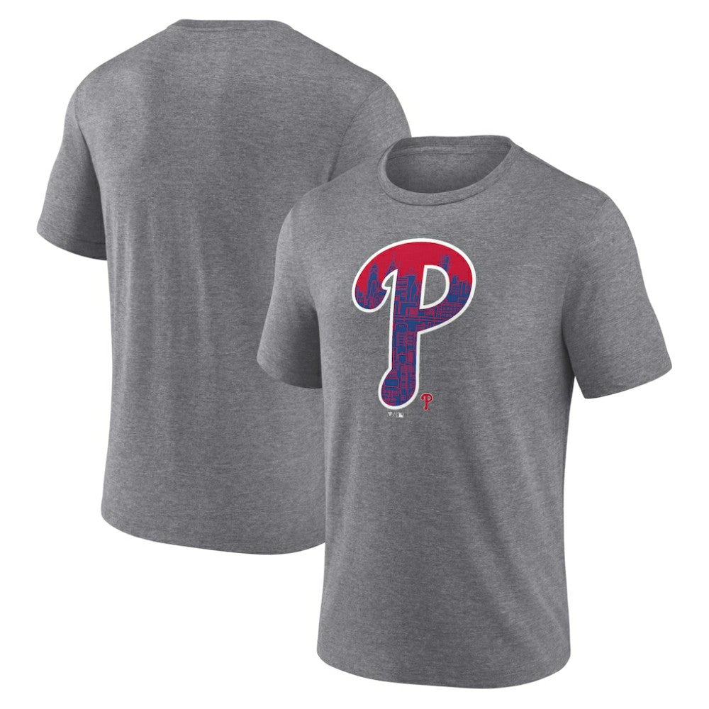 Philadelphia Phillies City P Tri-Blend T-Shirt Heather Gray