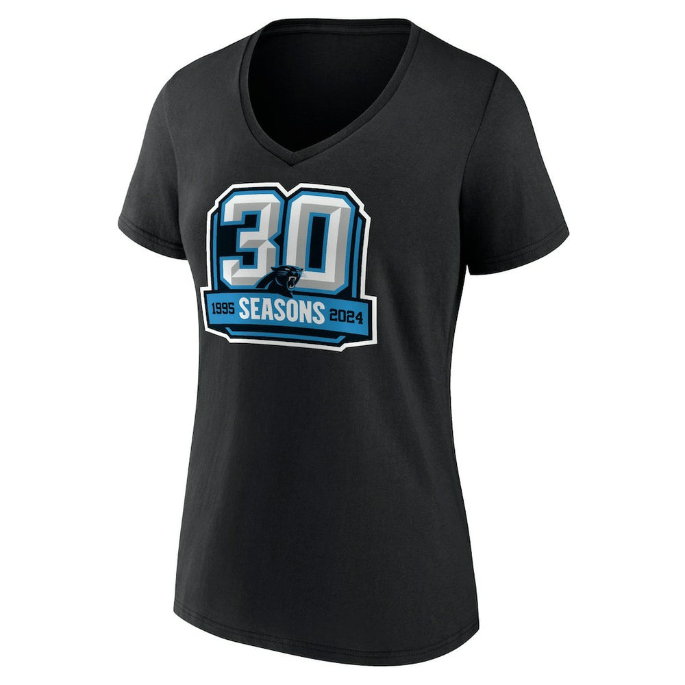 Carolina Panthers Women's 30th Anniversary V-Neck T-Shirt - Black cheap