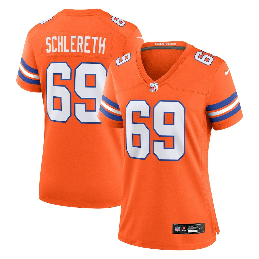 Mark Schlereth Denver Broncos Women's Mile High Collection 1977 Throwback Retired Player Game Jersey - Orange cheap