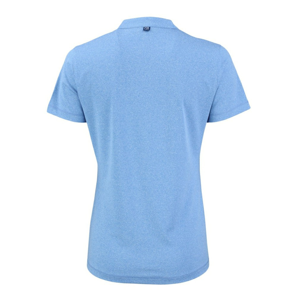 Atlanta Braves Cutter & Buck Women's Forge Stretch Blade DryTec V-Neck Polo Heather Light Blue