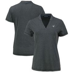 Toronto Blue Jays Cutter & Buck Women's Forge Stretch Blade DryTec V-Neck Polo Heather Black