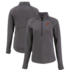 Baltimore Orioles Cutter & Buck Women's Peshastin Eco Fleece Recycled Raglan Half-Zip Top Heather Black