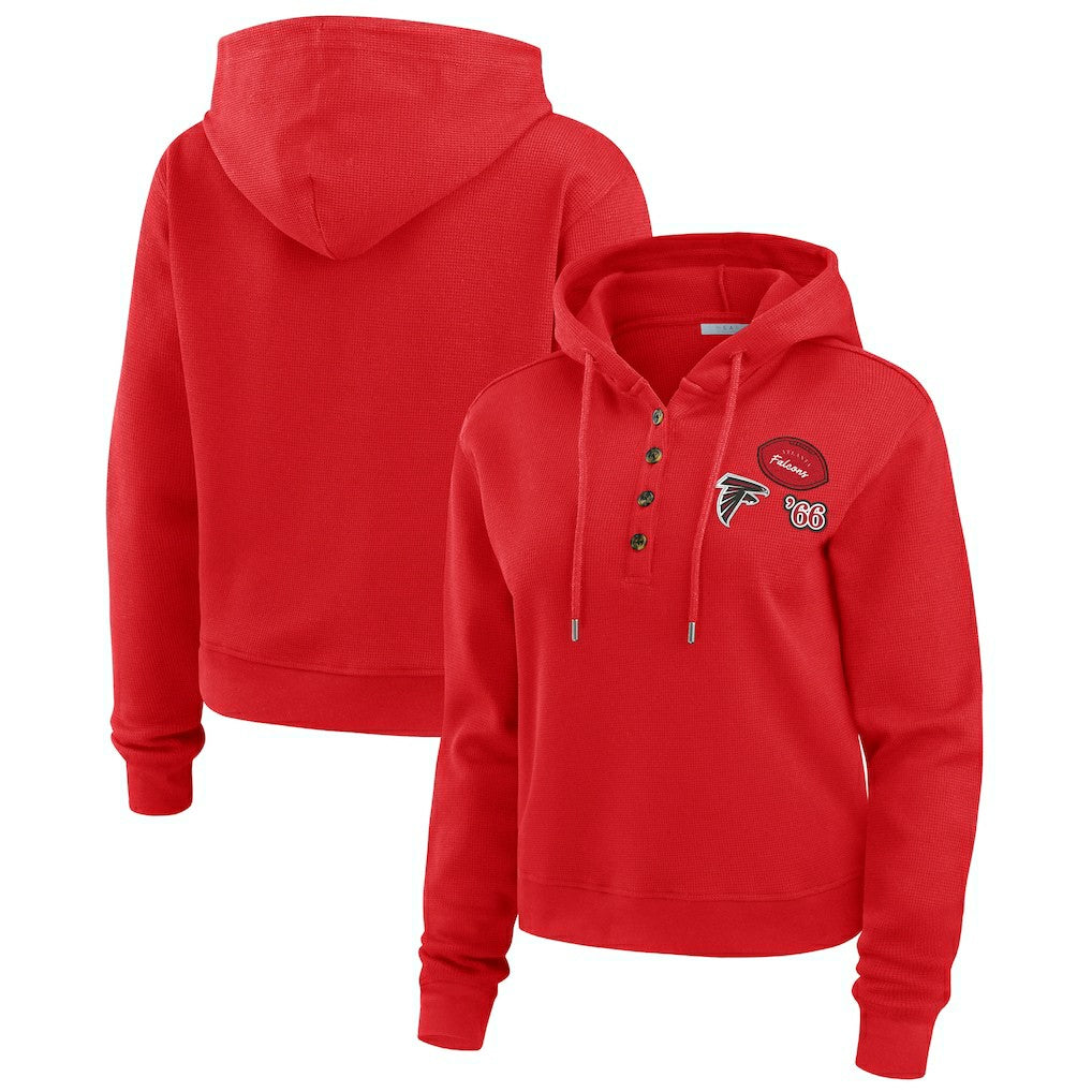 Atlanta Falcons WEAR by Erin Andrews Women's Plus Size Waffle Hoodie Pullover Top - Red online