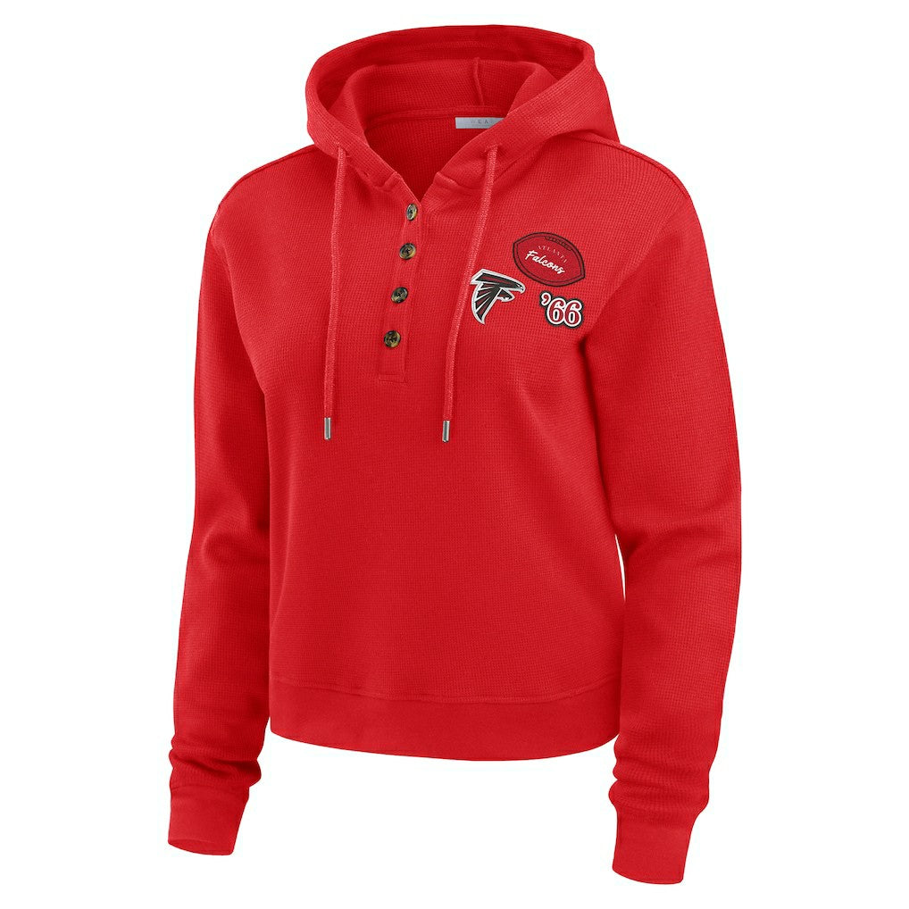 Atlanta Falcons WEAR by Erin Andrews Women's Plus Size Waffle Hoodie Pullover Top - Red online