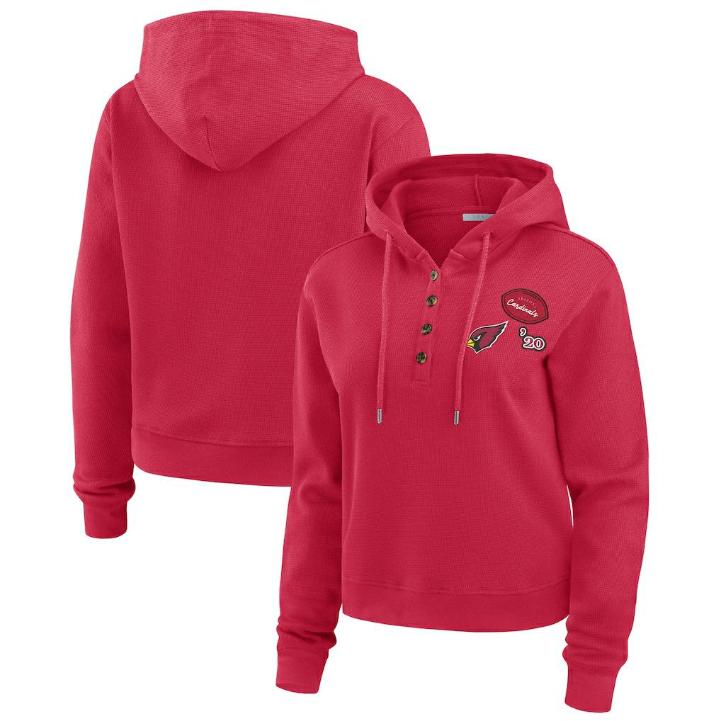 Arizona Cardinals WEAR by Erin Andrews Women's Plus Size Waffle Hoodie Pullover Top - Cardinal cheap